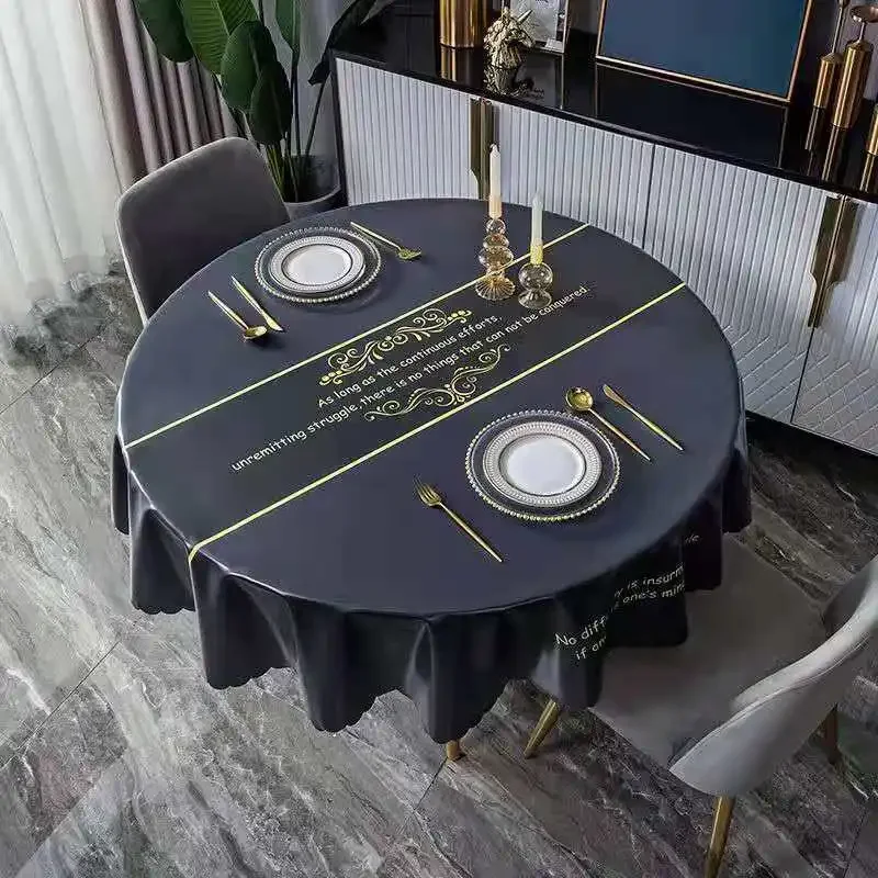 

Round Tablecloth with Stripe for Dinning Table, Waterproof Tablecloth, Modern Style, Water and Heat Resistant, Diameter 120cm