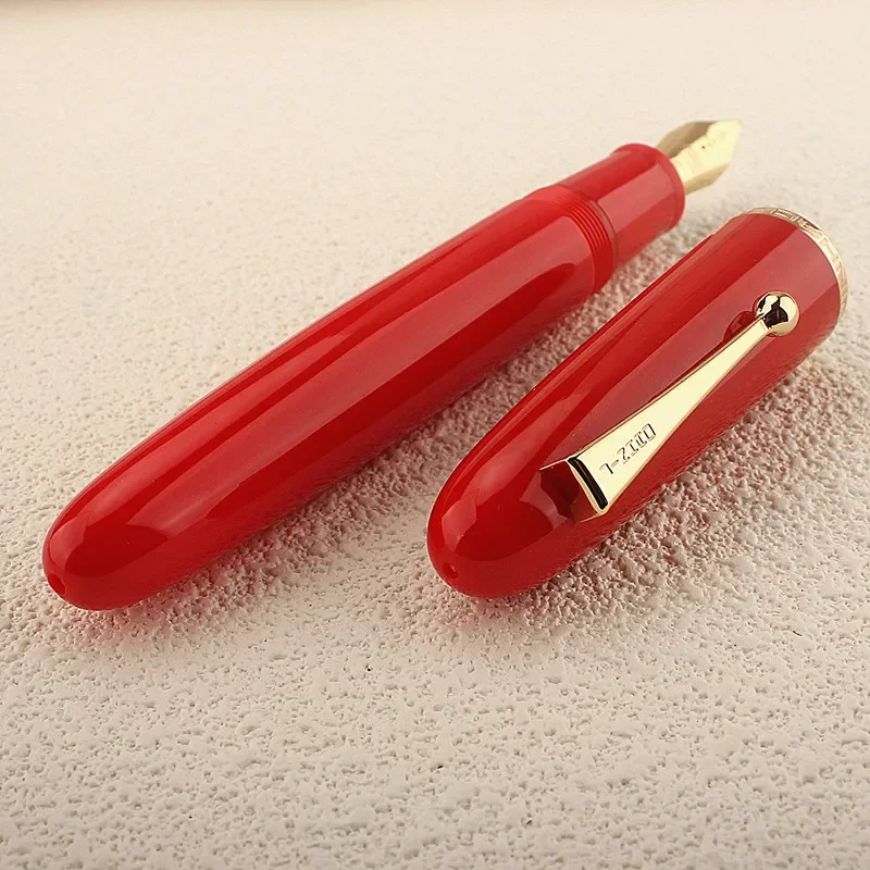 Heartbeat Nib ! Jinhao 9019 Fountain Pen #8 F/M Nib, red Big Size Resin Office Writing Pen with Large Converter 4