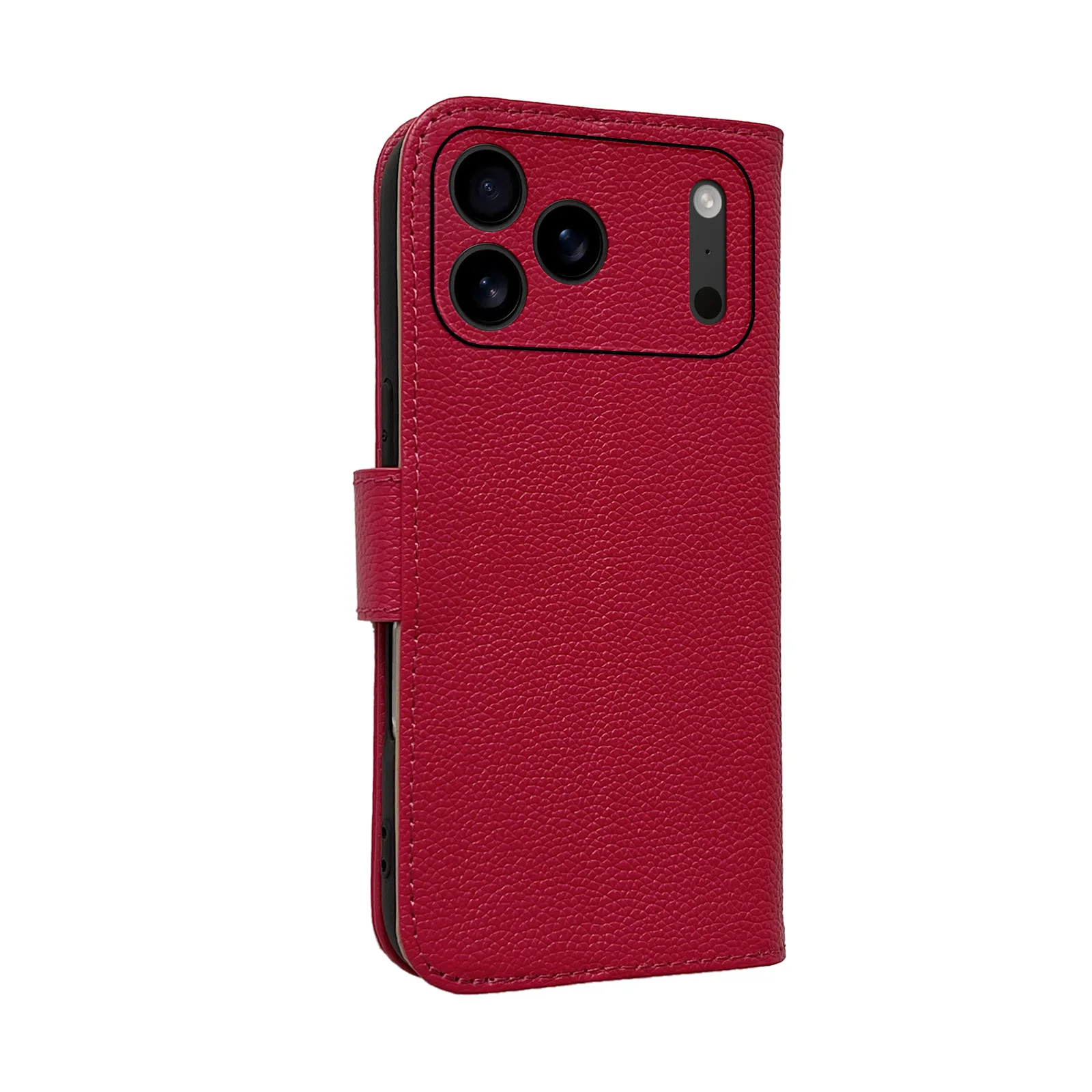 Genuine Cowhide Leather Flip Wallet Case with Card Holder and Lens Bumper