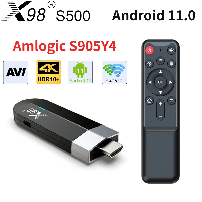 X98 S500 Mini Fire TV Stick Android 11 TV BOX 4G 32G AV1 Amlogic S905Y4