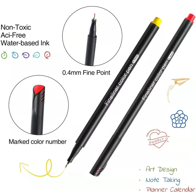 24 Fineliner Color Pens Set, Taotree Fine Line Colored Sketch Writing  Drawing Pens for Journal Planner Note Taking and Coloring Book, Porous Fine  Point Pens Markers 