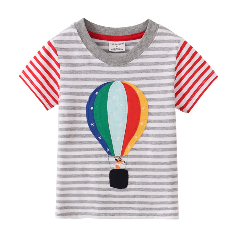 Jumping Meters 2-7T Striped Boys Girls Tees Tops Cotton Clothes Short Sleeve T shirts Kids Fashion Tees  for Boys