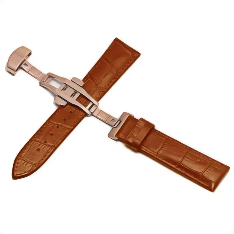 Premium Genuine Leather Watchband with Steel Pin and Butterfly Buckle