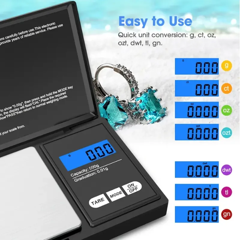 Jewelry Gram Weight LCD Mini Digital Scale with High Accuracy Backlight
