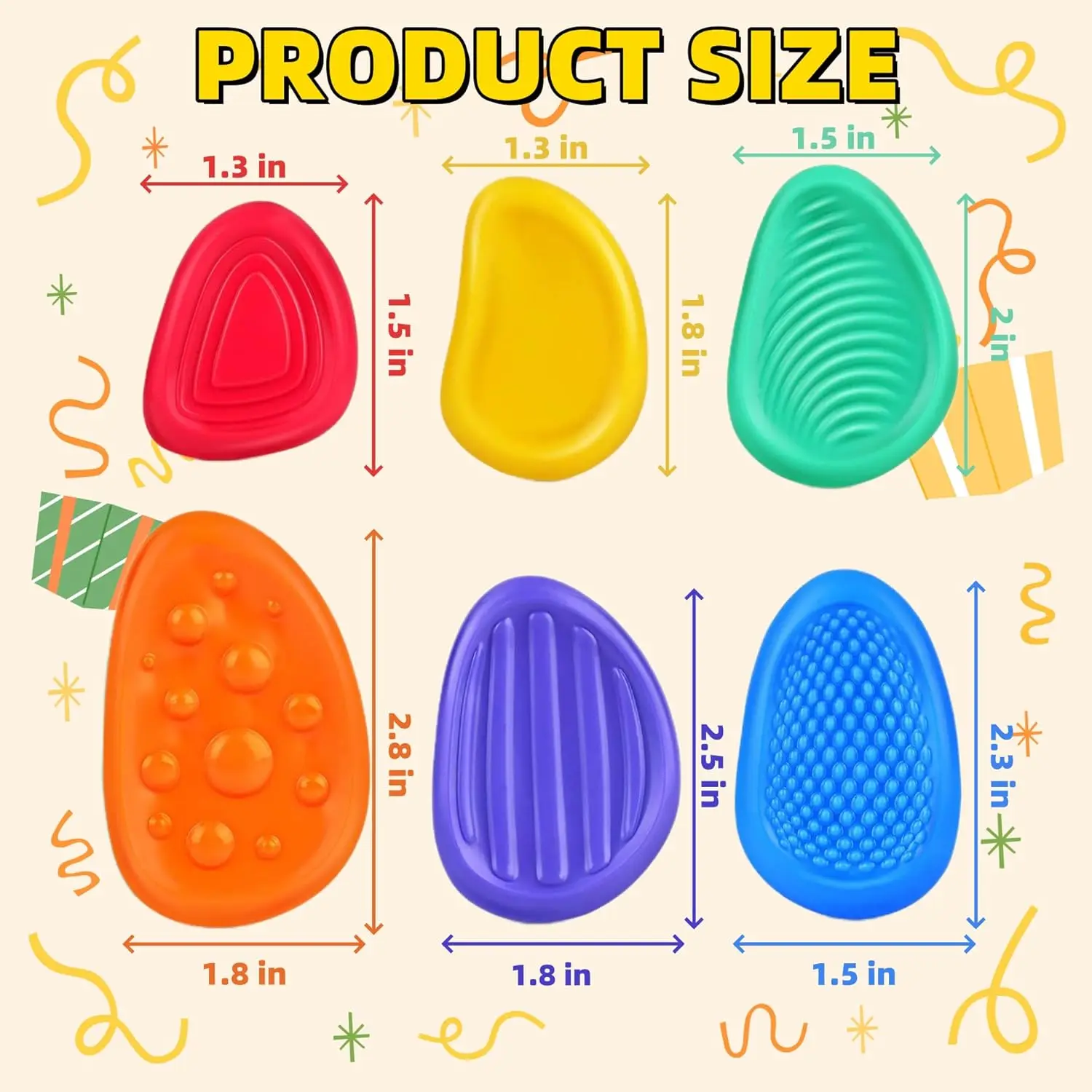 Fidget Toys Sensory Stone for Kids 6 Pack Soft Textured Fidget Stress Toys for Autism Kids Quiet Calm Down Gift fidget toy sensory fidget toy anti stress toy finger sensory toy