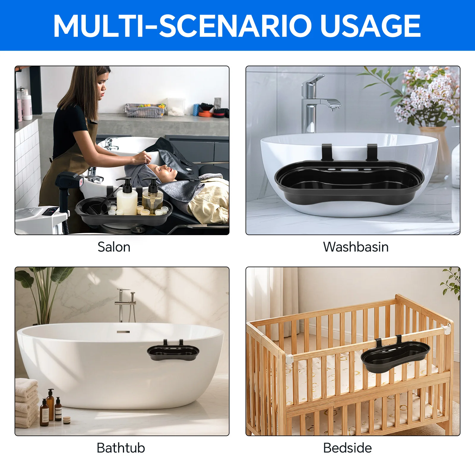 Organizer da Salone, Porta Shampoo, Supporto Multifunzionale Durevole per Asciugacapelli e Strumenti - immagine 6