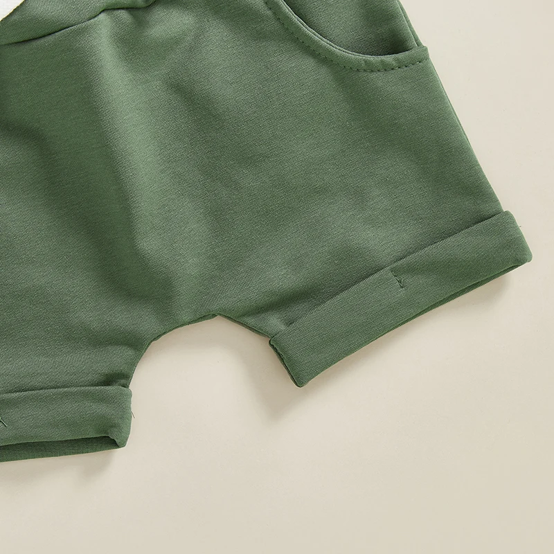 Toddler Boy Shorts Set Baby Boys Letter Truck Print Short Sleeve T-shirts Solid Elastic Waist Shorts 2 Piece Summer Clothes