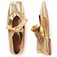Women Square Toe Flats  Simple Style Daily Shoes Lady Shoes Spring Autumn Flats Gold Mule Slip On Women Basic  Loafers 2