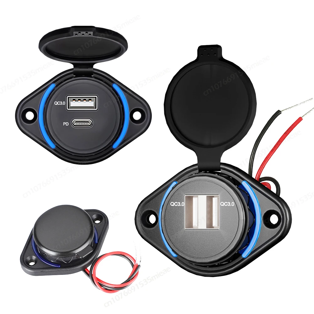 Presa di ricarica USB doppia, pannello di controllo del caricabatterie per auto 12V-24V 3.1A, presa di ricarica impermeabile per auto, camion, moto, camper, SUV