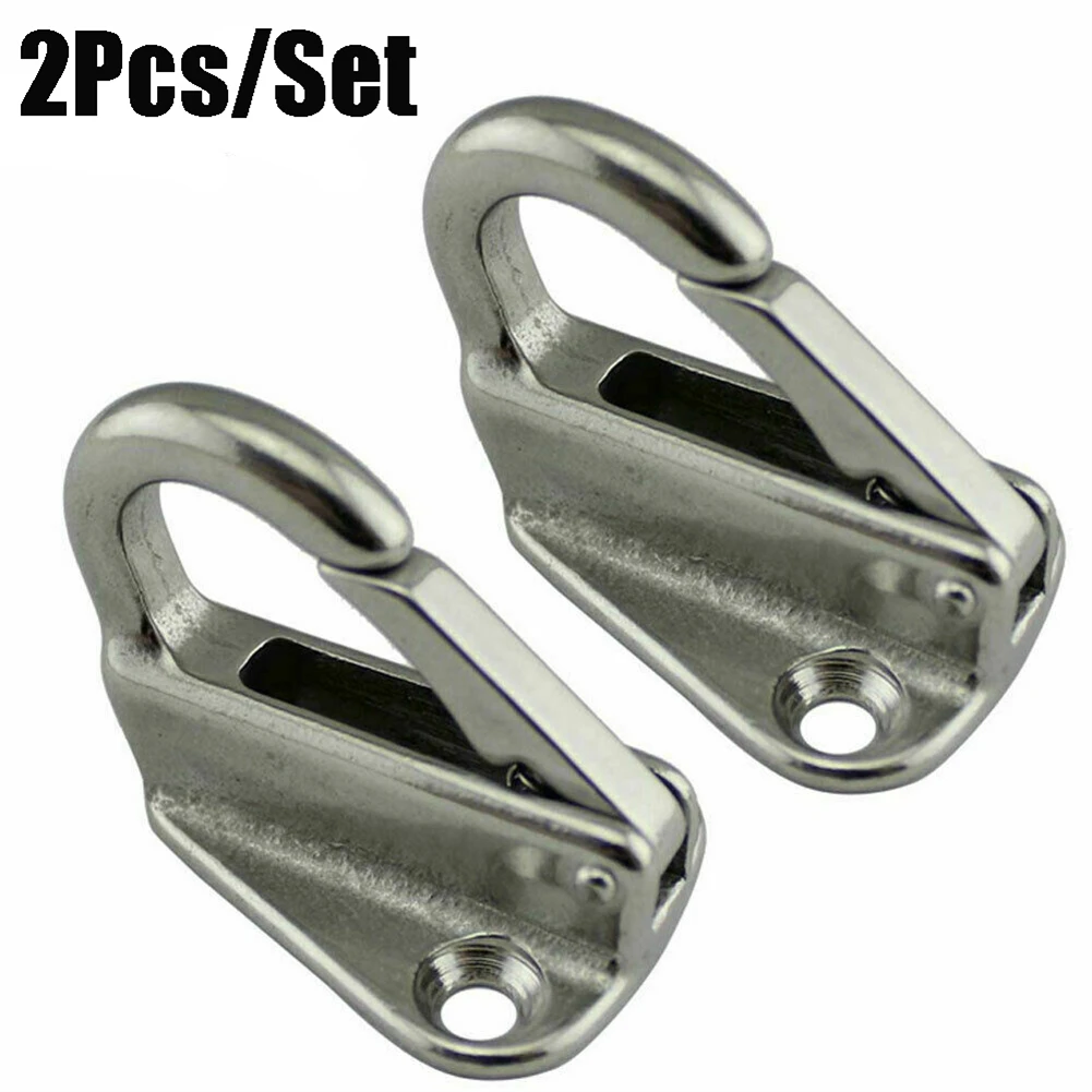 2Pcs Marine 316 Stainless Steel Spring Snap Fending Hooks Fender Boat Hardware Fit For Trucks/ Van/Caravan/ Trailers Accessories 2pcs zinc alloy flange bracket tube socket curtain rod closet hanger bracket wardrobe accessories furniture hardware 16 19mm