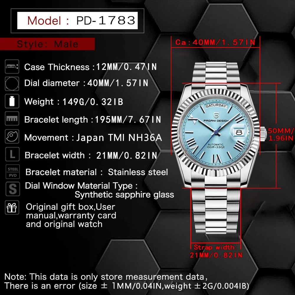 PAGANI DESIGN DD40 Men's Watches Top Luxury Mechanical Automatic Watch For Men NH36A AR Sapphire Mirror Sports Reloj Hombre 2023