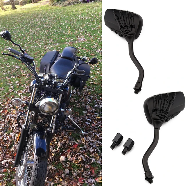 Upgrade your motorcycle style with skull-style hand claw mirrors