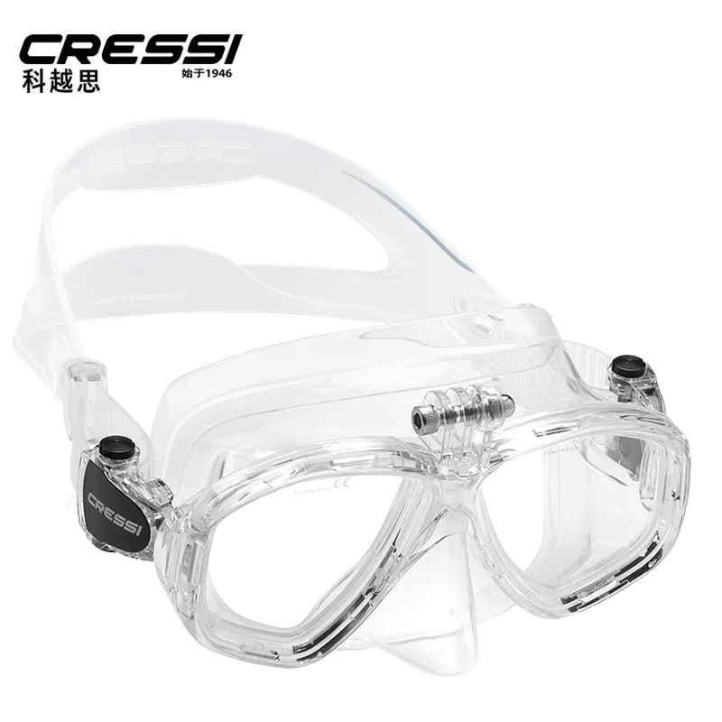 Cressi ACTION Scuba Diving Mask With Go Pro Camera Mount Tempered Glass 2 Window Low Volume Snorkeling Swimming Mask  for Adults 4