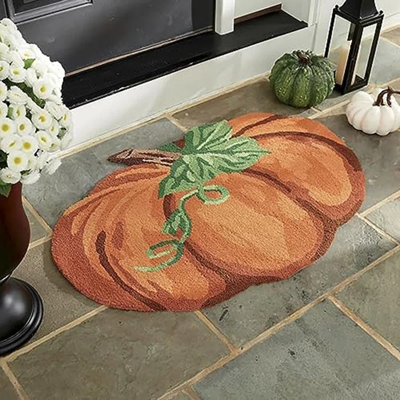 

1 PCS Thanksgiving Pumpkin Rug Non-Slip Washable Welcome Door Mat Cute Fall Doormats For Indoor Outdoor Entrance Home