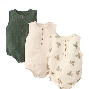 Summer Bestsellers Baby Rompers  100% Cotton Sleeveless Romper with Shorts  Newborn Clothing