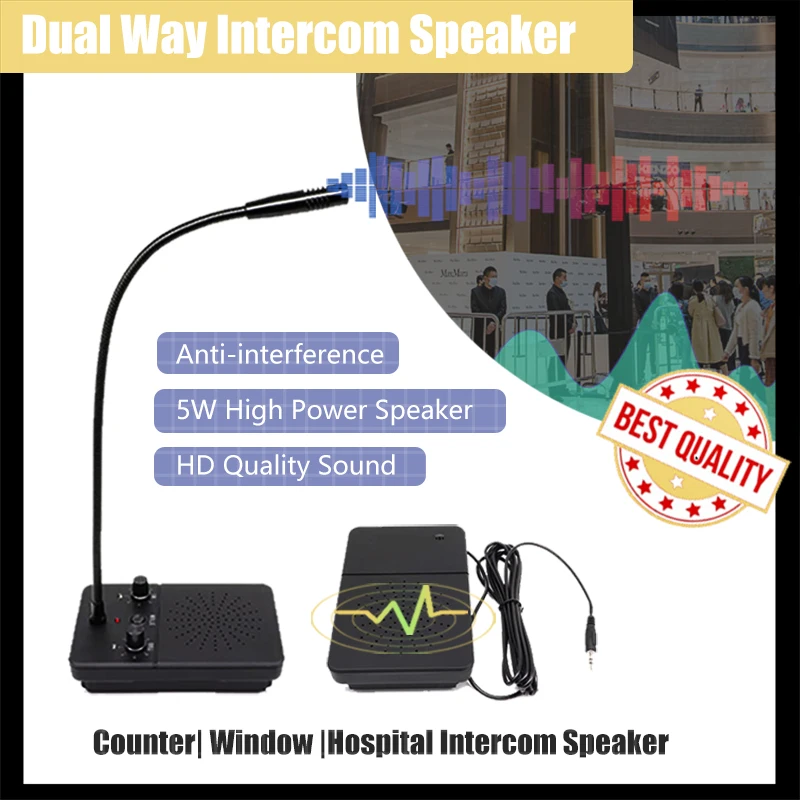 5W Dual Way Window Counter Intercom Loud Speaker System for Restaurant ...