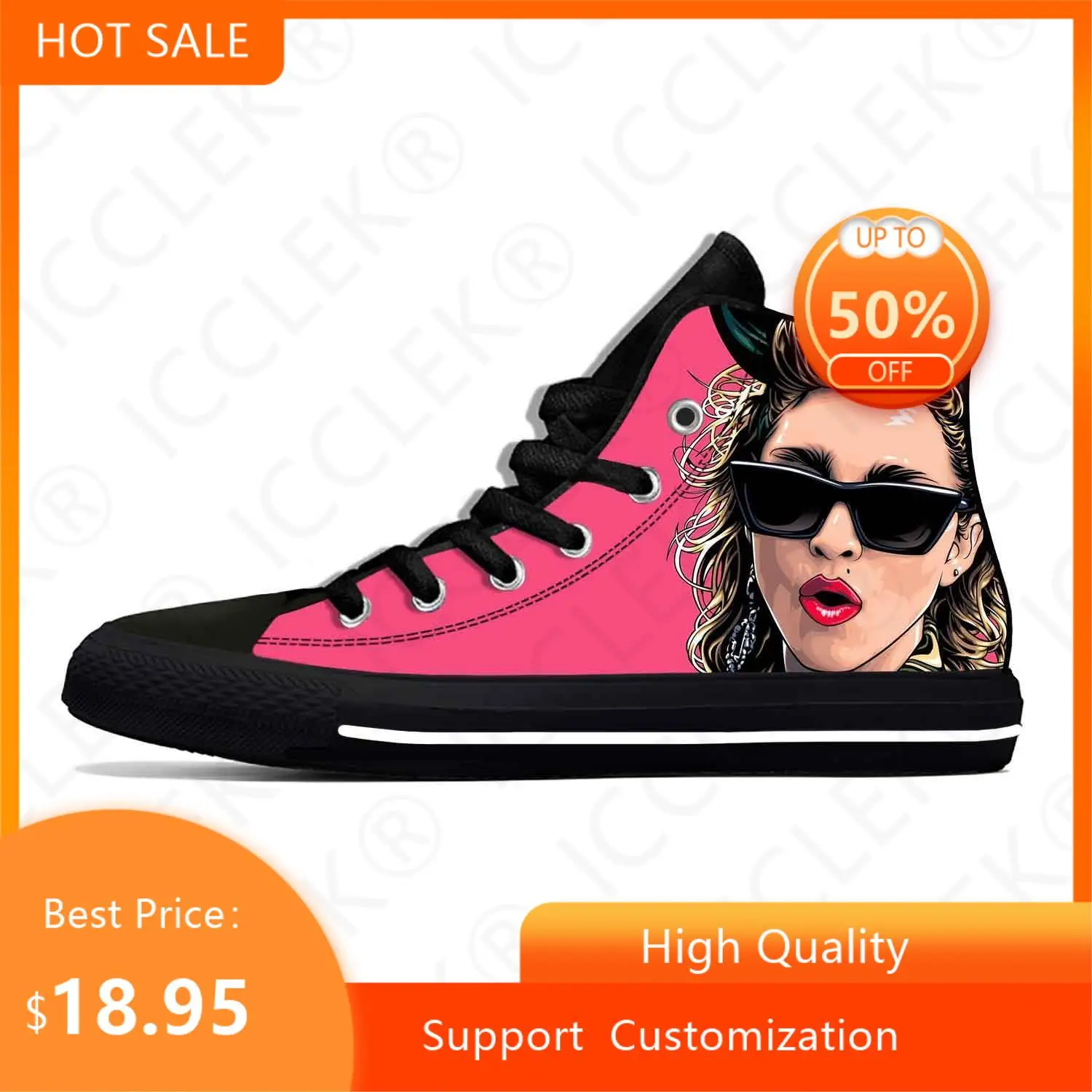 Madonna Pop Music Singer Fashion Funny Popular Casual Cloth Shoes High Top Lightweight Breathable Mens Womens Teenager Sneakers 3