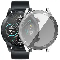 Enhanced Protective TPU Smart Watch Case with 360 - Degree Plating Screen Protector (Silver-)