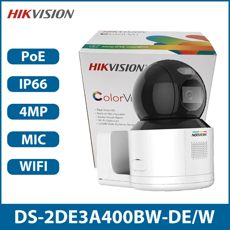 

Hikvision Wifi Camera DS-2DE3A400BW-DE/W(F1)(T5) 3-Inch 4MP ColorVu Mini PT Dome Network Camera Built-in Mic Smart Home Monitor