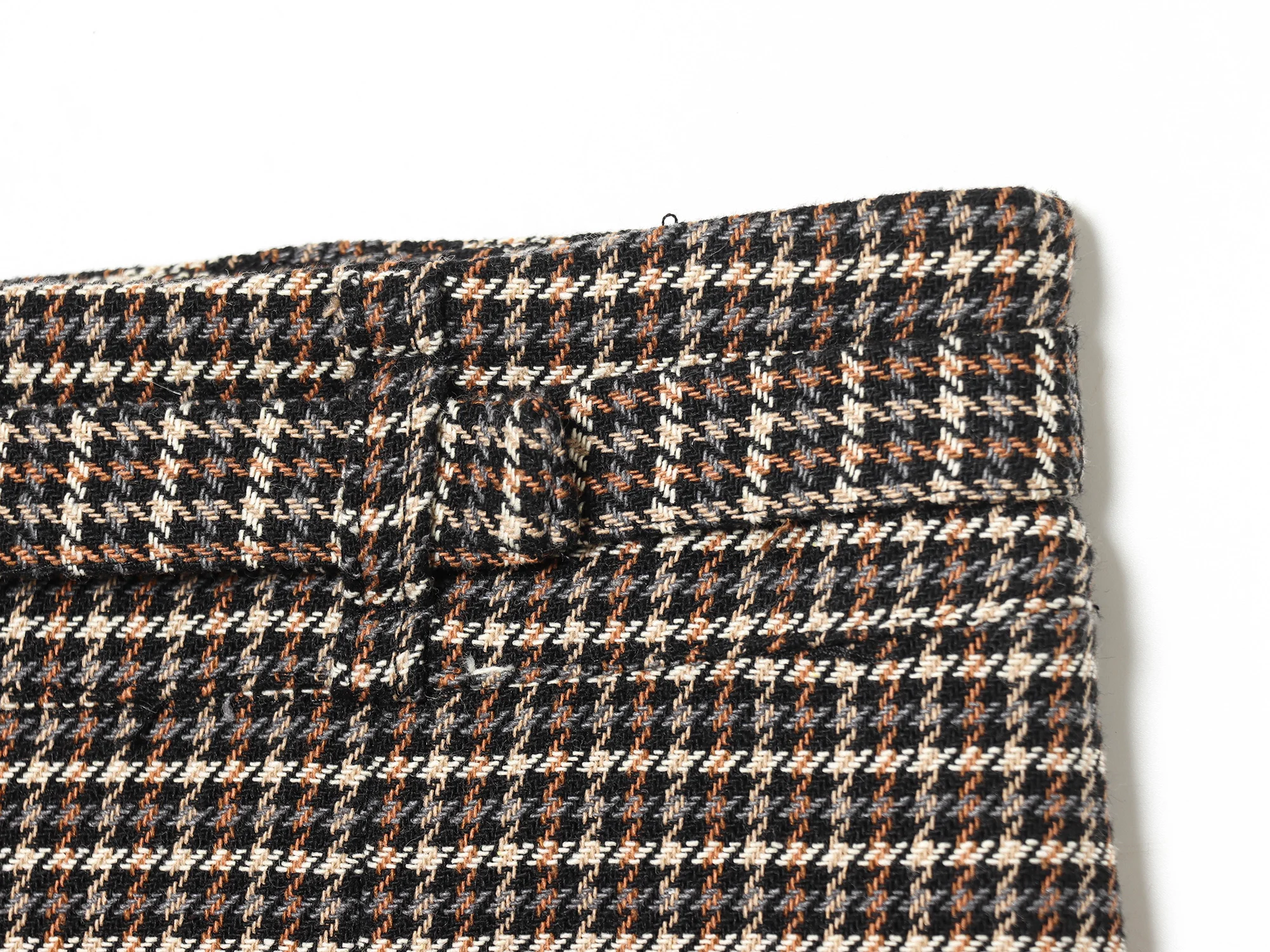 KONDALA Herbst Trendy Vintage Plaid Culottes Set Frauen Elegante Zipper Jacke, Gürtel Mini Röcke Shorts 2026 Frühling Casual Jacke Set – Detail 14