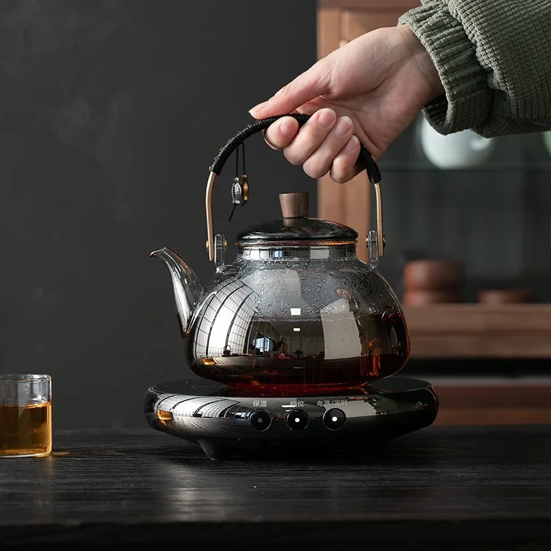 Glass Tea Maker Steamable Teapot Household Glass Tea Maker High Temperature Resistant Steaming and Boiling Dual-purpose
