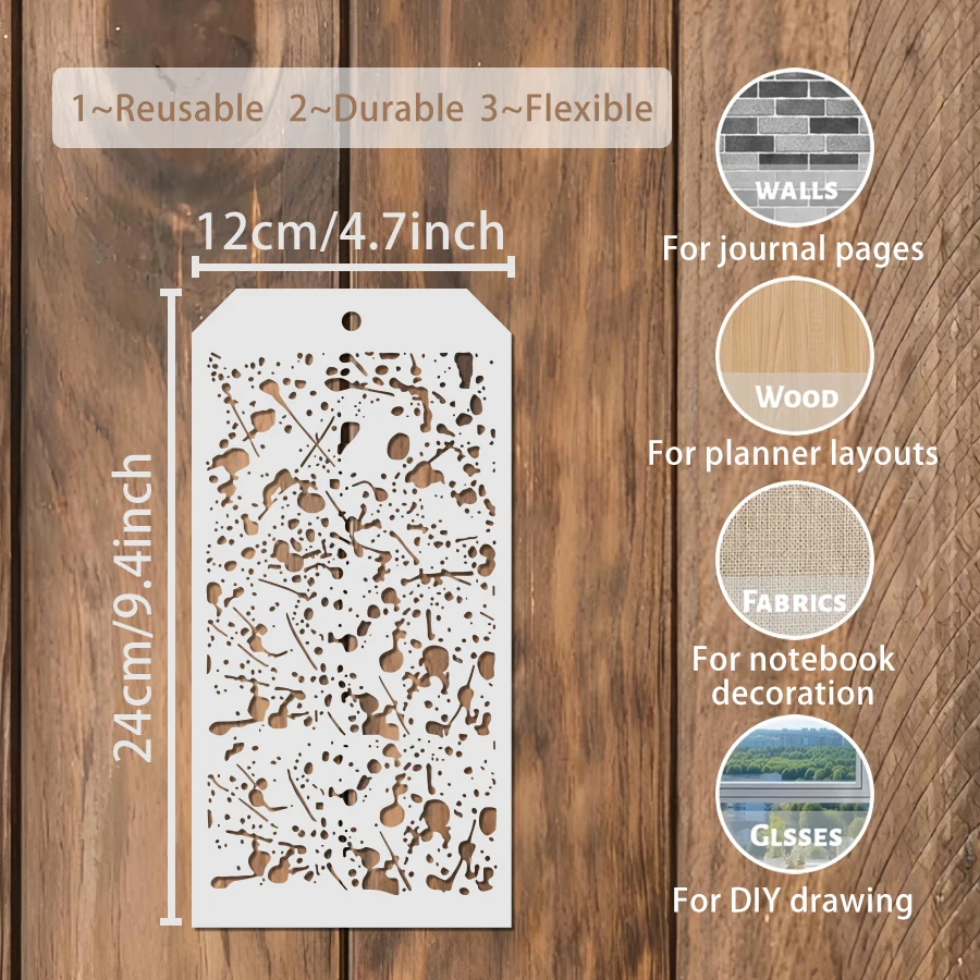 페인팅용 16PCS 텍스처 스텐실 재사용 가능한 패턴 스텐실 템플릿 4.7x9.4인치 DIY 벽 나무 캔버스 장