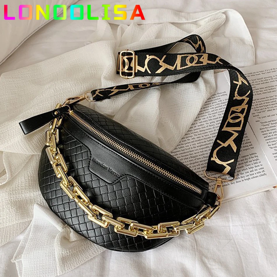 Riñonera de cadena gruesa para mujer, bolso cintura de cuero PU a cuadros, bandolera de hombro, bolso de pecho de diseñador de lujo, bolso con cinturón|Riñoneras| - AliExpress