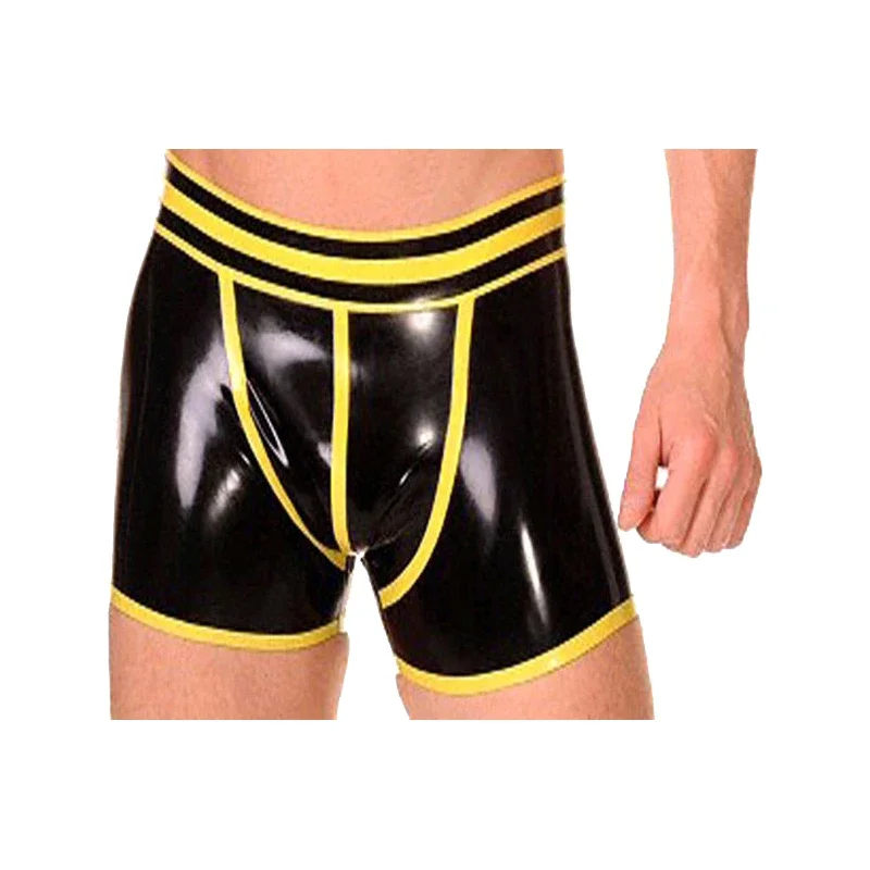 

New 100% Latex Underwear Yellow and Black Boxer Shorts Size XXS-XXL