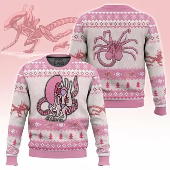 Xenomorph Alien Ugly Sweater 2025 New Funny Holiday Pullover for Christmas Party Gift for Men Women Kids Family Xmas Jumper