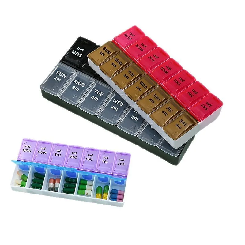 Weekly Pill Organizer with AM/PM Compartments - Travel-Friendly Medicine Storage and Splitter
