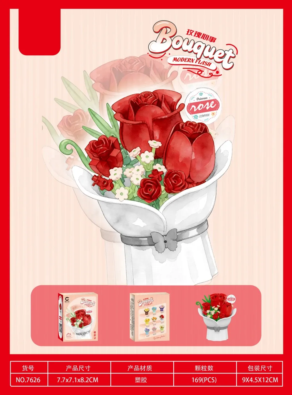 Mini Flower Pot Building Blocks - Colorful Floral Bouquet Educational Toy Set for Kids - Perfect Mother's Day Gift