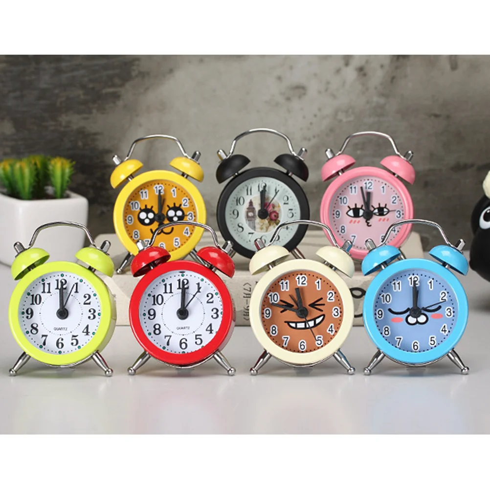 Creative Metal Material Small Alarm Clock Garden Small Fresh Desktop Mini Alarm Clock Kids Alarm Clock(Red)