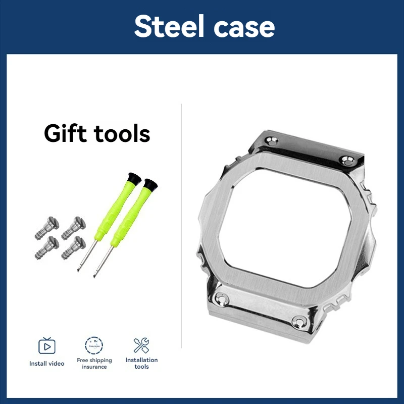 Elegant Stainless Steel Metal Watch Band & Case for Premium Watch Modification