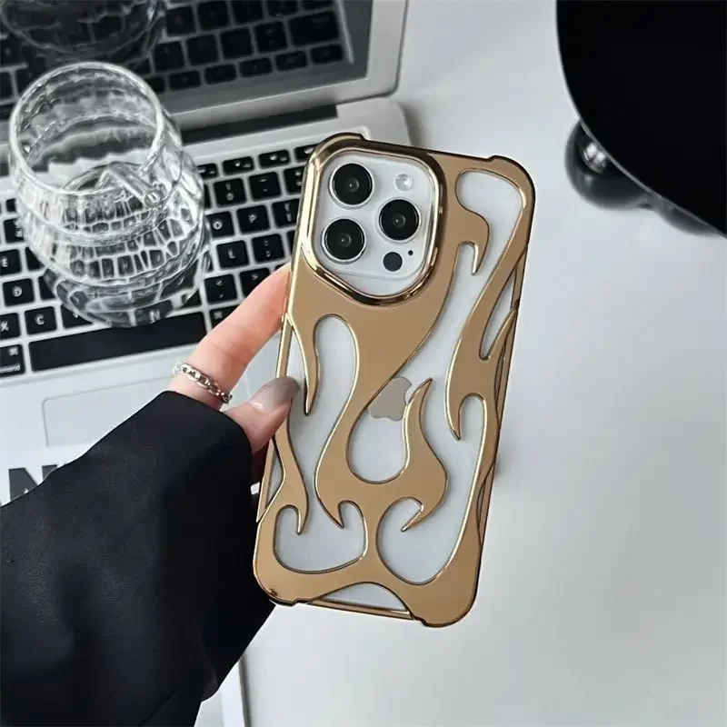 3D Flame Pattern Shockproof Slim Phone Case - Hollow Design & Soft Protective Cover