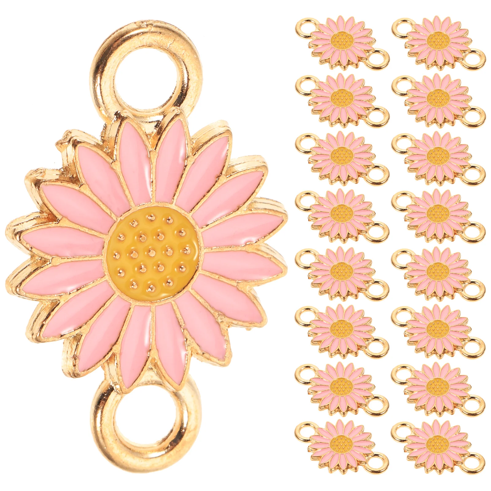 

Sunflower Charms Connectors 20Pcs Alloy Enamel Floral Daisy Flower Double Links Pendants Jewelry Charms Flower Bead Diy