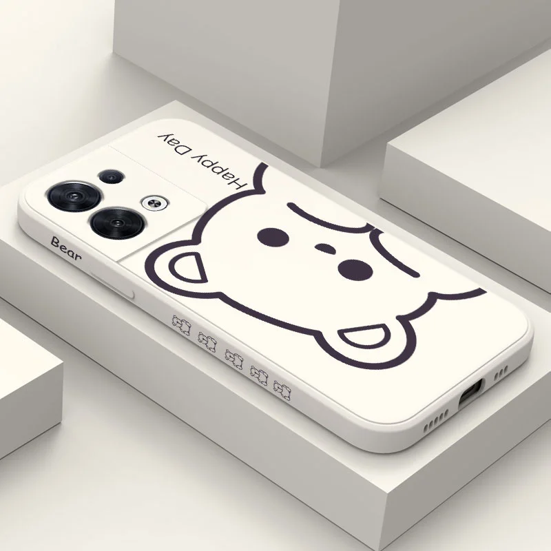 Custodia Per Telefono Con Orso Big Ears Per Oppo Reno 10 8 8T 8Z 7 7Z 6 5 Pro 4G 5G F19 F9 Pro Plus Cover In Silicone Liquido