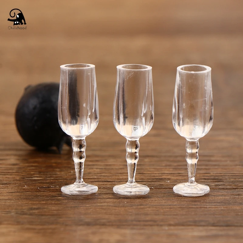 

6pcs/set Dollhouse Miniature Accessories Mini Resin Wine Glass Simulation Goblet Model Toys Doll House Kitchen Decoration