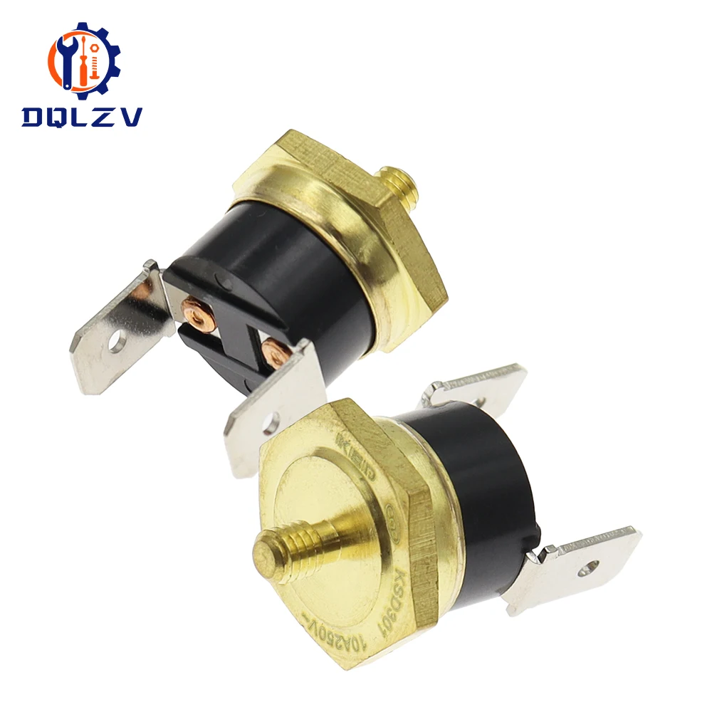 Temperature Switch KSD301 Hexagonal Copper Head M4 40C-150C Normally Closed 10A250B Bent Leg Thermostat Fuse