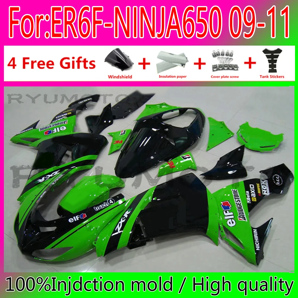 

Motorcycle Injection Mold Fairings Kit For Kawasaki ninja 2009 2011 ABS ninja 650 2009-2011 ABS Ninja650 Fairing green