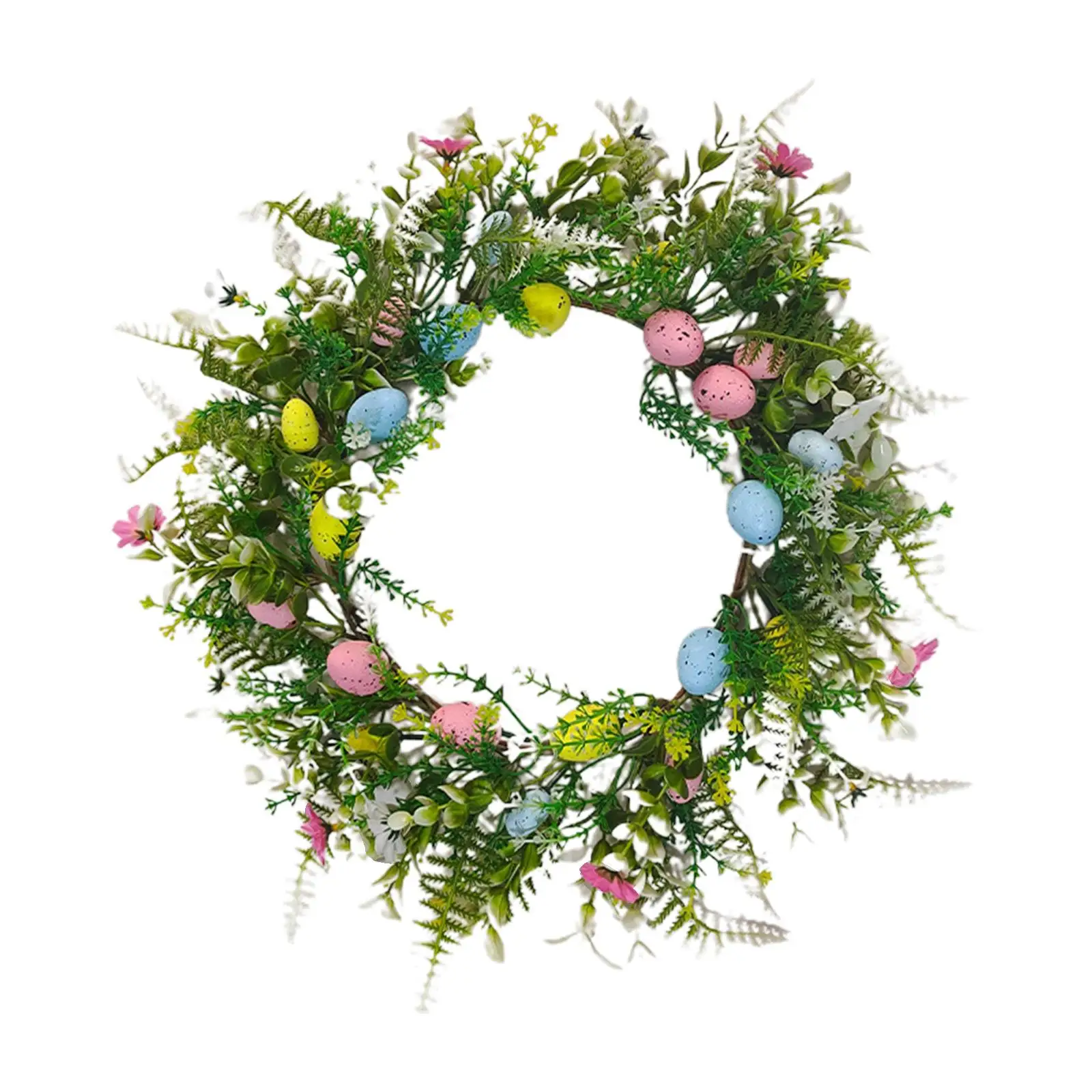 Easter Wreath with Easter Eggs Easter Decor Artificial Wreath Spring Door Wreath for Front Door Holiday Patio Window Wedding