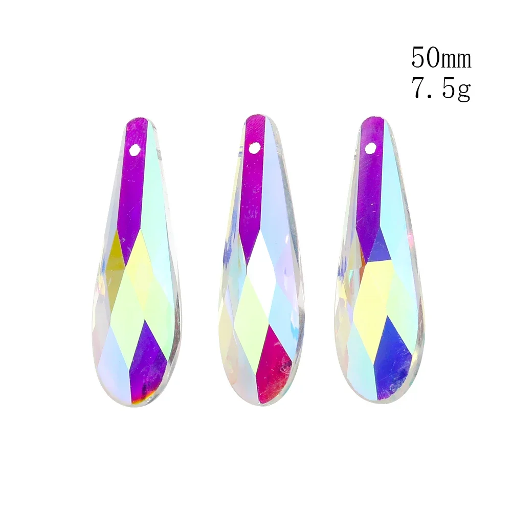 2PC 50mm Streamer AB Color Slender Angel Tears Faceted Prism Glass Crystal Rainbow Teardrops Sun Catcher Chandelier Lamp Dangle