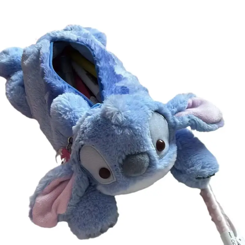 2024 New Miniso Cute Cartoon Interstellar Baby Stitch Plush Pen Bag Stationery Pig Worm Doll Desktop Storage Bag Birthday Gift 5