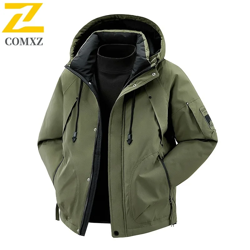 COMXZ Alpine Mountaineering Mens Jacket Thickened Windproof Warm Parka Casual Travel Comfortable Lightweight Winter Clothing