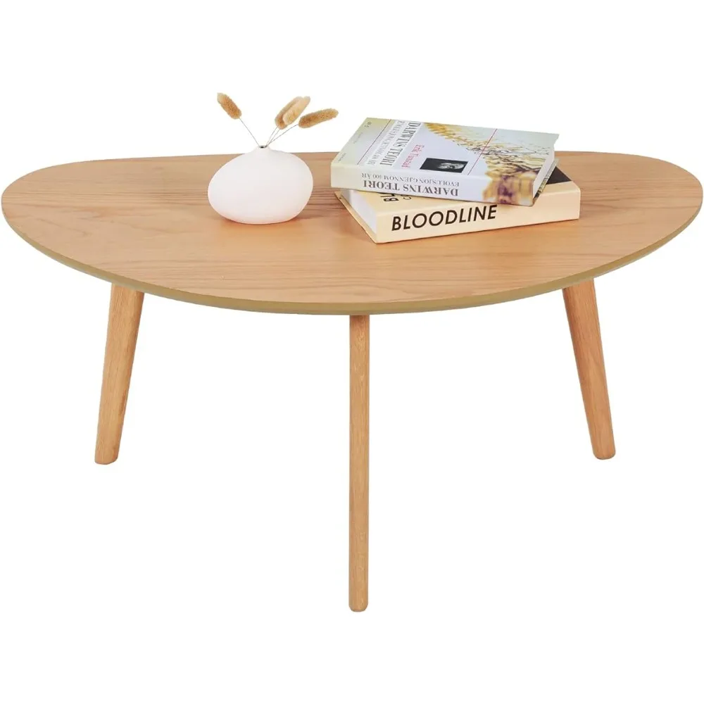 

Small Oval Coffee Table Mid Century Modern for Living Room Center Minimalist Display Coffe Table Furniture Home Nature Wood Cafe