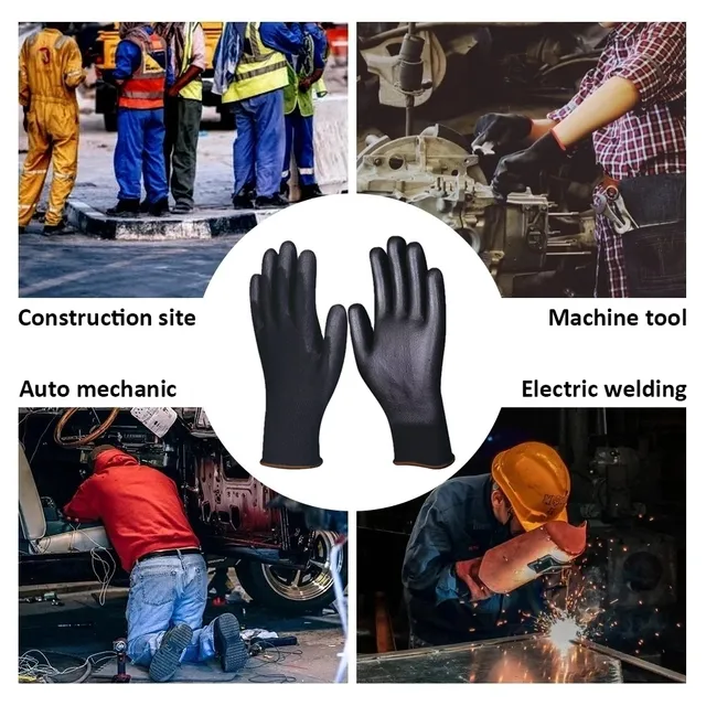 Guantes de poliuretano para trabajo de seguridad, manoplas recubiertas de Palma, suministros de reparación de carpintero, sin logotipo, 10/30 pares - Imagen 6