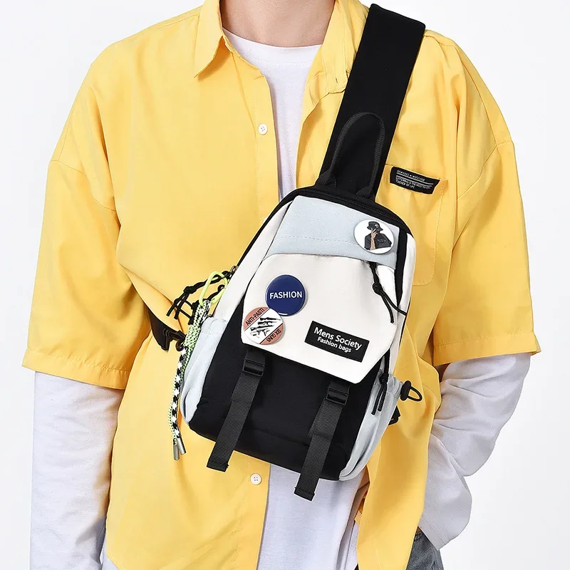 

Men'S Chest Bag for Women Wallet Fashion Bolsas Canvas Chest Pack Cross Shoulder Messenger Crossbody Side Bag Male Backpack