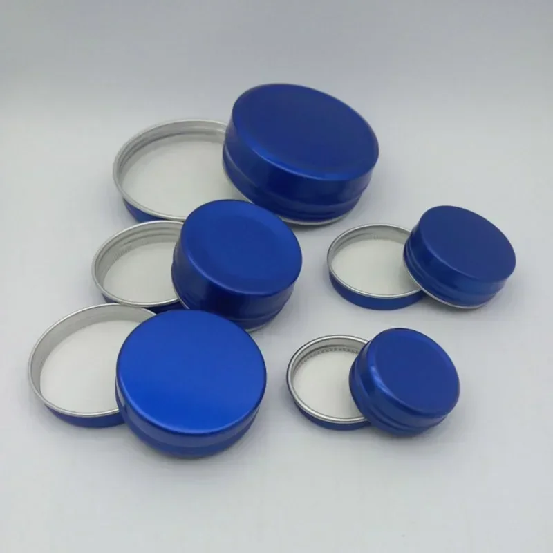 Aluminum Tins Cans 20Pcs Blue Candle Jar With Lids Aluminum Can for Cosmetic 10g 15g 20g 30g Metal Tin Box Lip Balm Container Cream Tea Cans Travel