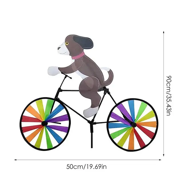 Vicces Állati Lovaglás Kerékpár Szélmalom Innovatív Rajzfilm Macska Kutya Szél Fonó Udvari Dekoráció Kerti Dísz - Image 6