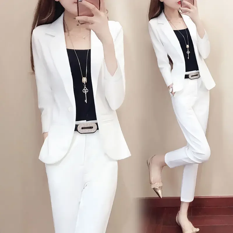 Trendiges Damen-Blazer-Hosen-Set Für Frühling & Herbst - Elegant & Lässig, Langärmelig, In 7 Farben Erhältlich