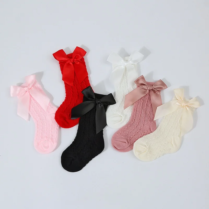 1pair Summer Children Short Socks Breathable Mesh Sweet Style Bowknot Girls Stocking Short Princess Socks for Kids Gifts 1